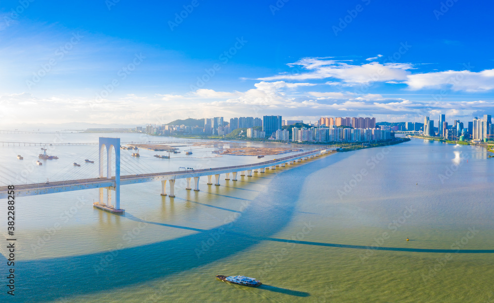 Aerial scenery of Xiwan bridge in Macao, China