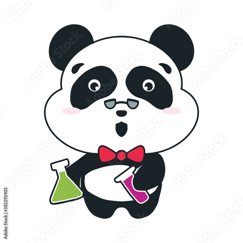 Fototapeta Naklejka Na Ścianę i Meble -  cute panda scientist cartoon illustration