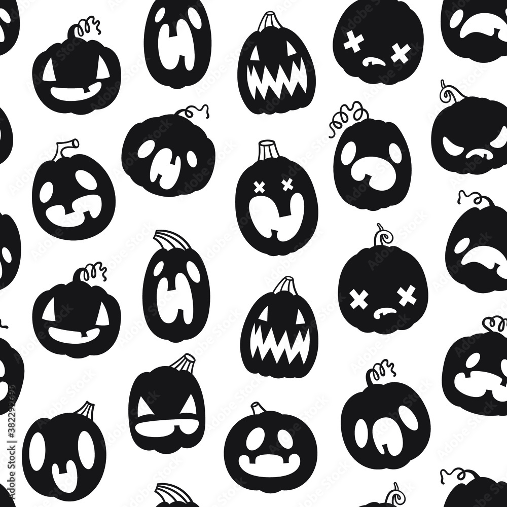 Vector seamless pattern with emotional pumpkins. Background for Halloween. Packaging and fabric design. Vector seamless pattern with emotional pumpkins. Background for Halloween. Packaging and fabric design.