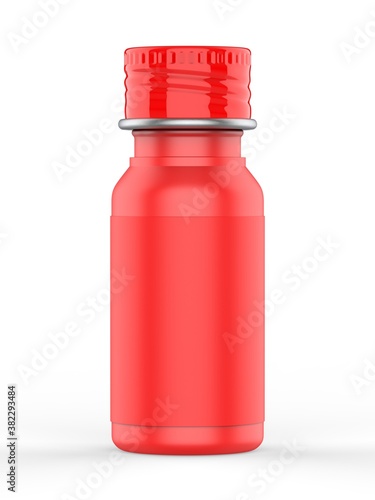 Blank PET pharma bottle with screw cap for mock up and branding, 3d render illustration.