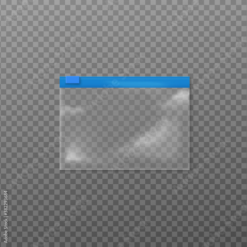 Plastic zipper bag template, realistic vector illustration isolated transparent