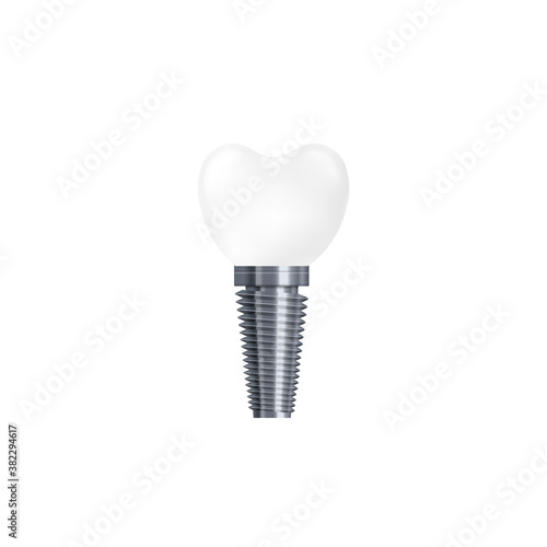Fototapeta Naklejka Na Ścianę i Meble -  Dental implant isolated on white background - realistic white ceramic tooth