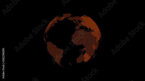 Amazing orange color 3d planet on black background,3d earth on black background
