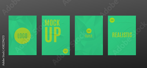 Set mockups of wrinkled paper posters realistic vector illustration isolated.