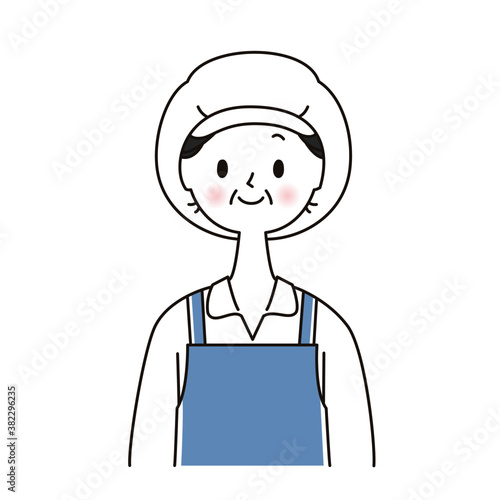 作業服 調理補助のシニア女性