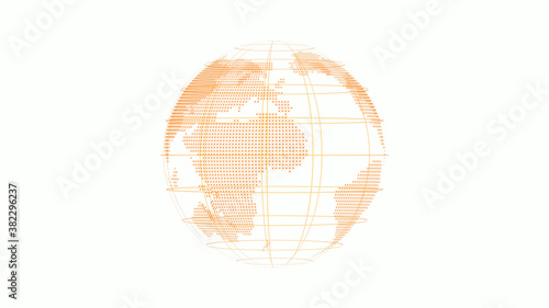 New orange color technology 3d earth in on white background,planet icon