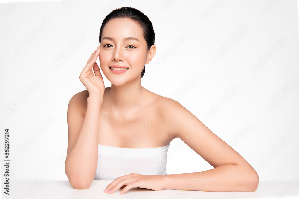 Beautiful young asian woman with clean fresh skin on white background, Face care, Facial treatment, Cosmetology, beauty and spa, Asian women portrait Beautiful young asian woman with clean fresh skin on white background, Face care, Facial treatment, Cosmetology, beauty and spa, Asian women portrait