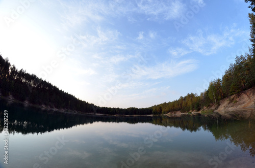 Blue Lake in the Chernigow region, Ukraine.Former quarry of quartz sand for glass production.Popular local resort at present