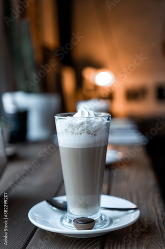 cappuccino latte in a glass