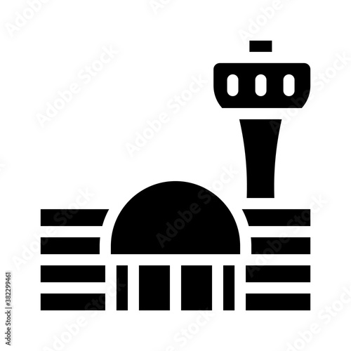 airport building glyph icon vector black illustration