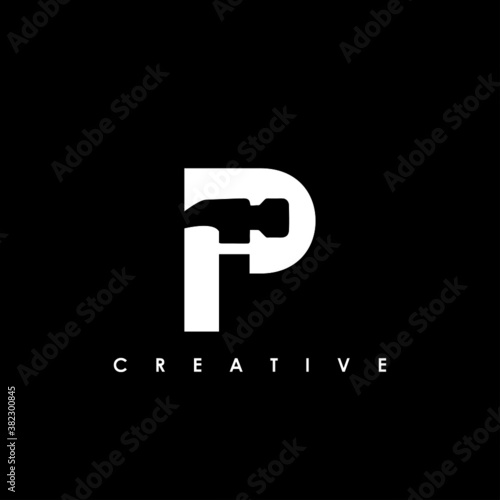 Letter P Hammer Vector Logo
