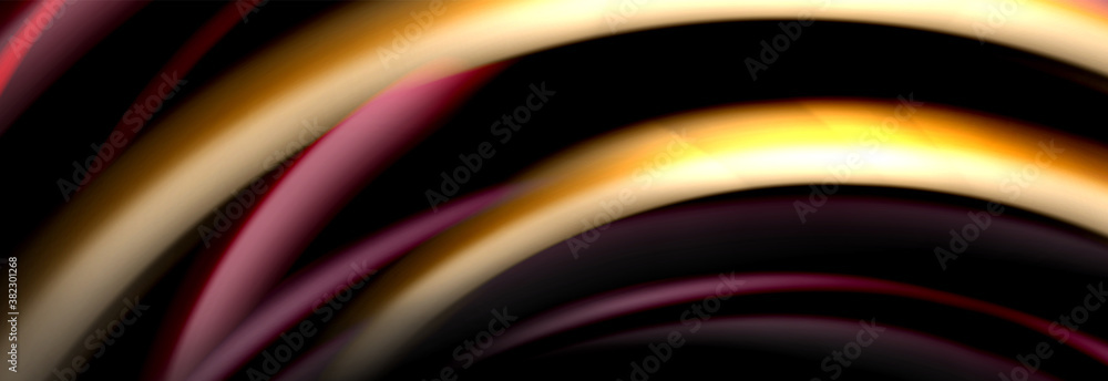 Dynamic motion abstract background. Color blurred stripes on black. Wave liquid lines poster. Vector illustration Dynamic motion abstract background. Color blurred stripes on black. Wave liquid lines poster. Vector illustration