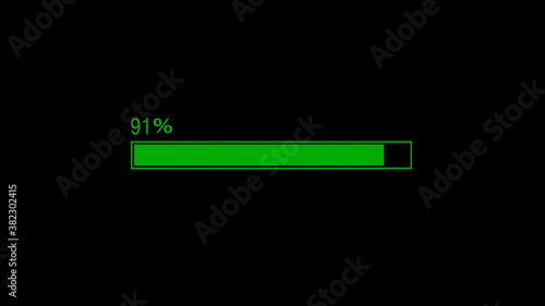 New green color waiting loading bar image on black background,loading bar