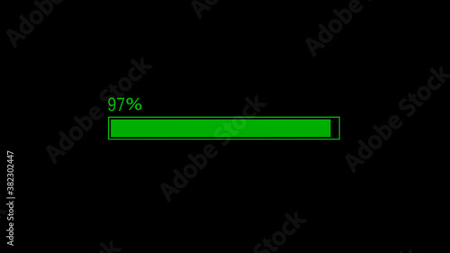 New green color waiting loading bar image on black background,loading bar