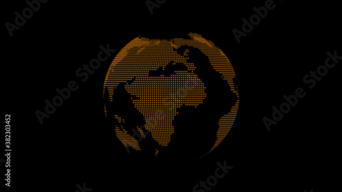 Amazing orange color technology 3d planet icon on black background,earth icon