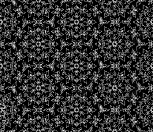 Abstract geometric pattern White contour Seamless doodle Sketch