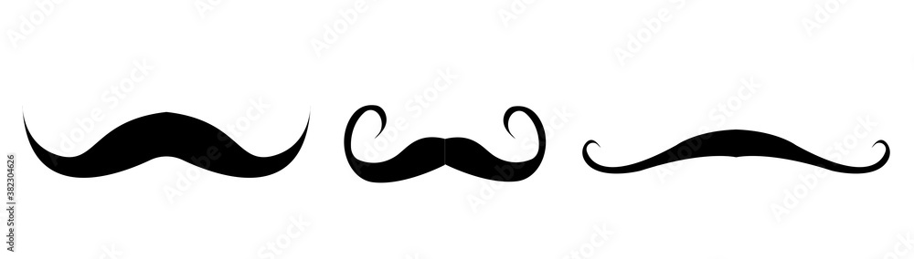 set of mustache illustration on white background set of mustache illustration on white background
