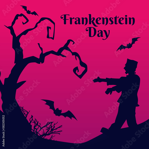 Vector graphic of national Frankenstein day good for national Frankenstein day celebration. flat design. flyer design.flat illustration.