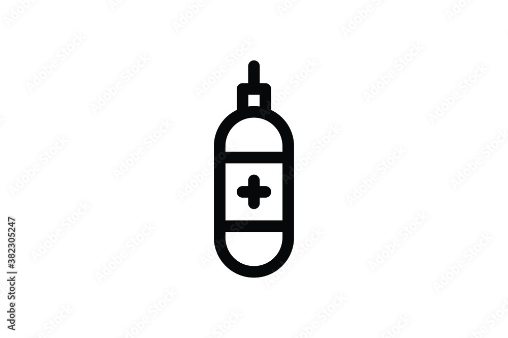 Rescue Outline Icon - Oxygen Cylinder Rescue Outline Icon - Oxygen Cylinder