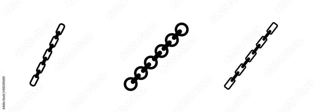Set of different chains illustration on white background Set of different chains illustration on white background