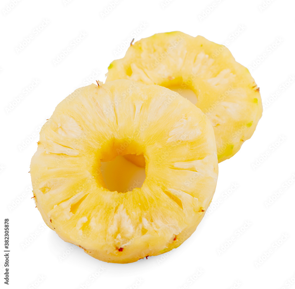 Pineapple rings. Canned pineapple slices isolated on white background Pineapple rings. Canned pineapple slices isolated on white background
