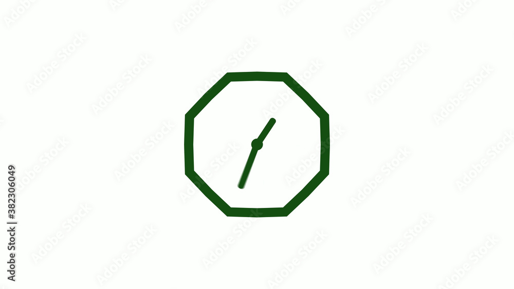 Amazing green dark counting down clock without trick,clock icon,clock isolated