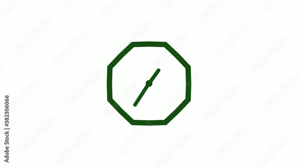 Amazing green dark counting down clock without trick,clock icon,clock isolated