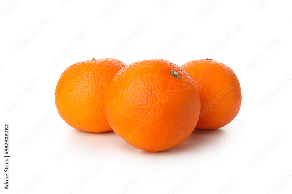Ripe sweet mandarins isolated on white background Ripe sweet mandarins isolated on white background
