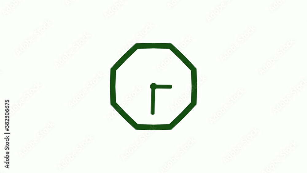 Amazing green dark counting down clock without trick,clock icon,clock isolated