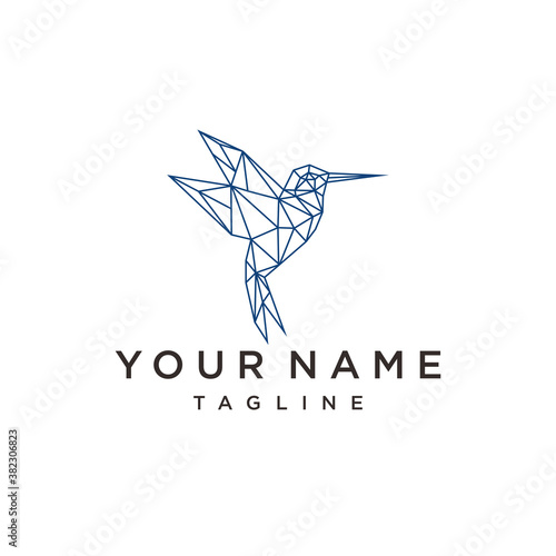 bird colibri hummingbird geometric colorful logo vector icon template design