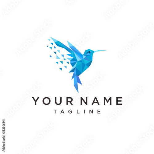 bird colibri hummingbird geometric colorful logo vector icon template design