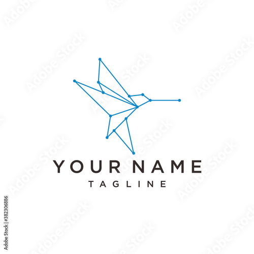 bird colibri hummingbird geometric colorful logo vector icon template design