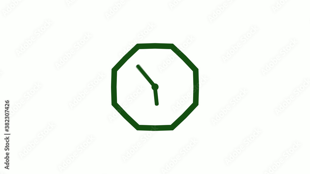 Amazing green dark counting down clock without trick,clock icon,clock isolated