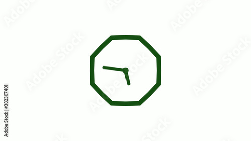 Amazing green dark counting down clock without trick,clock icon,clock isolated