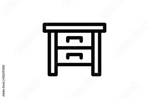 Furniture Outline Icon - Drawer Table