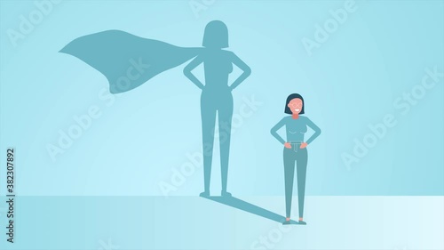 Strong office worker. Woman as hero