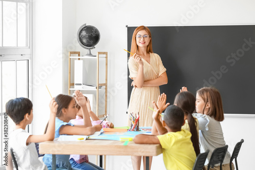 Teacher conducting lesson i...