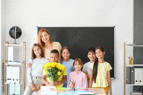 Schoolchildren with teacher...