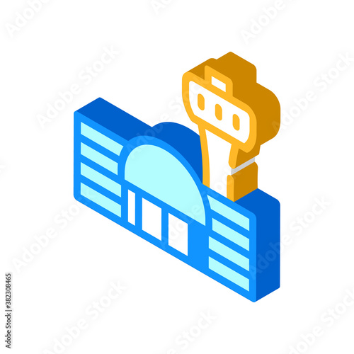 airport building isometric icon vector color illustration