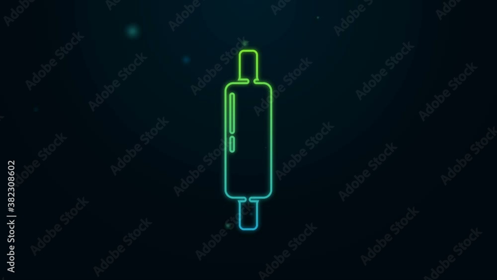 Glowing neon line Rolling pin icon isolated on black background. 4K Video motion graphic animation Glowing neon line Rolling pin icon isolated on black background. 4K Video motion graphic animation