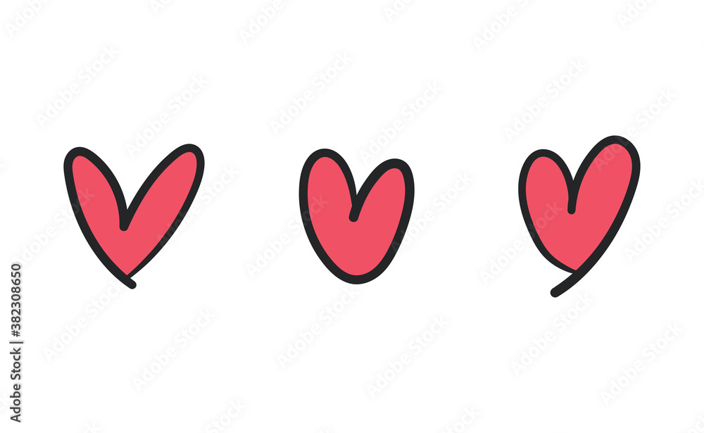 Hand drawn hearts, love icon symbols. Heart doodles. Hand drawn valentine's day design. Hand drawn hearts, love icon symbols. Heart doodles. Hand drawn valentine's day design.