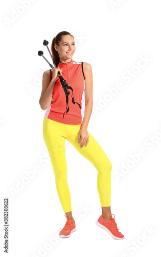 Young woman with walking po...