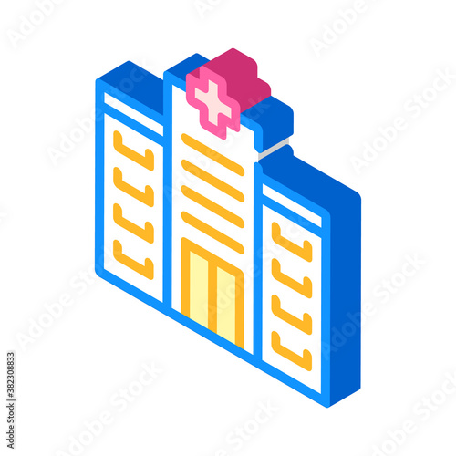 hospital building isometric icon vector color illustration