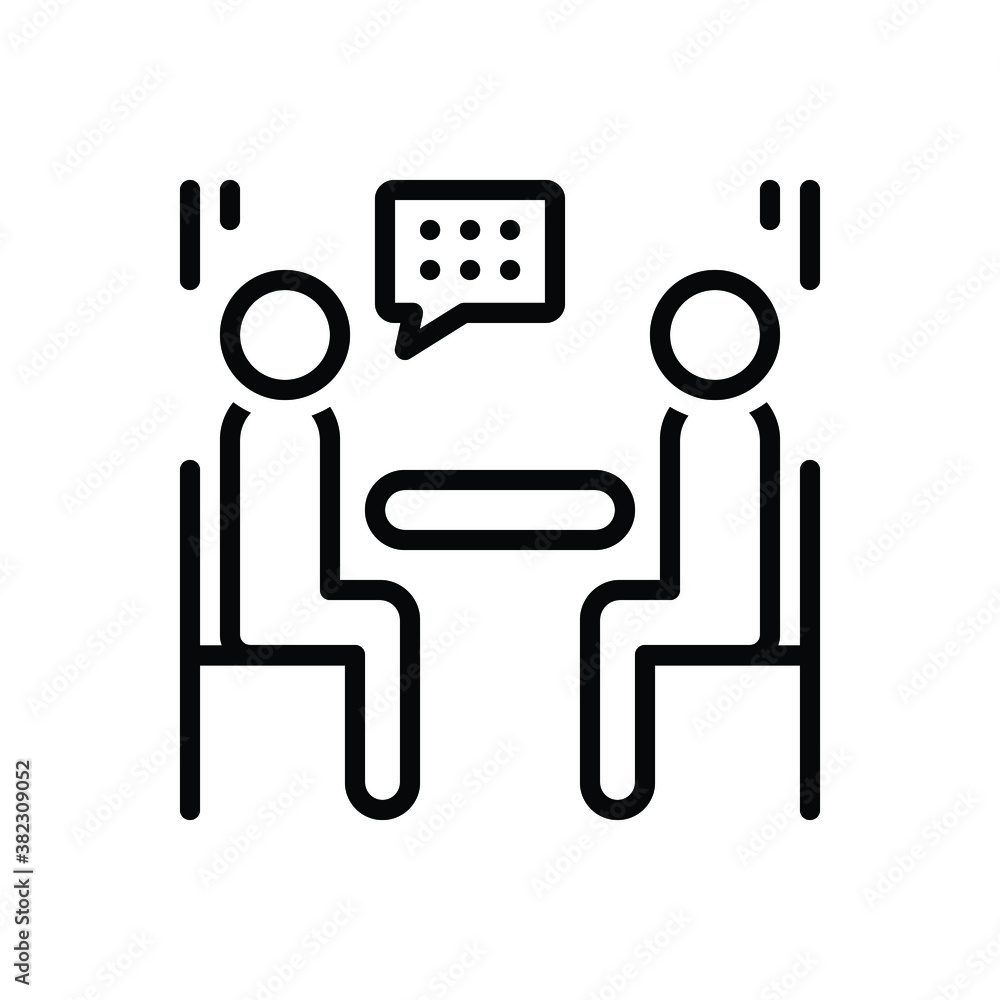 Black line icon for interview Black line icon for interview