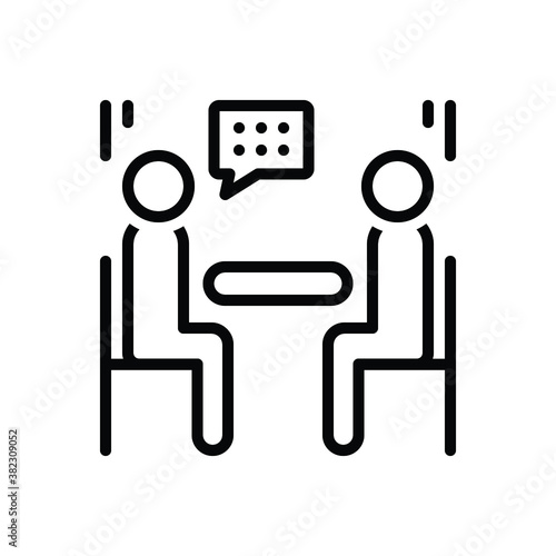 Black line icon for interview