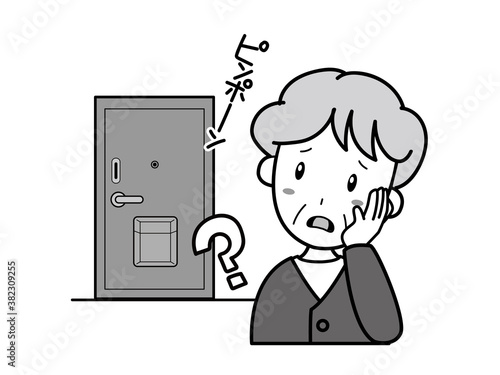 自宅への不審な訪問者を怪しむおばあさん