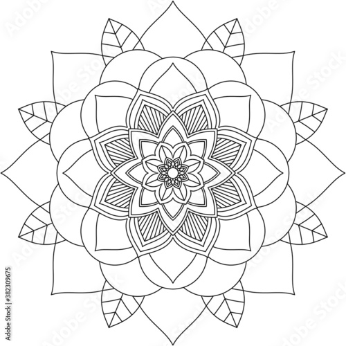 Easy Mandala coloring book simple and basic for beginners, seniors and children. Set of Mehndi flower pattern for Henna drawing and tattoo. Decoration in ethnic oriental, Indian style.