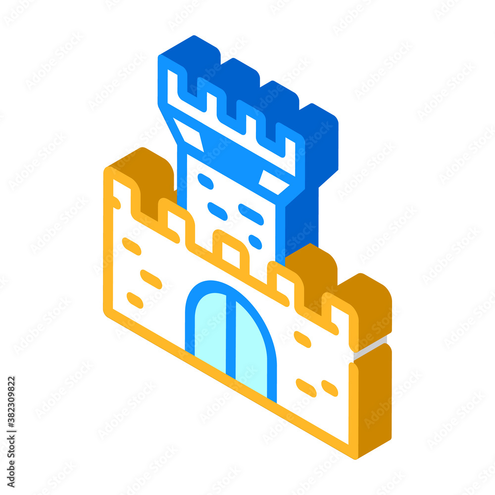 medieval castle isometric icon vector color illustration