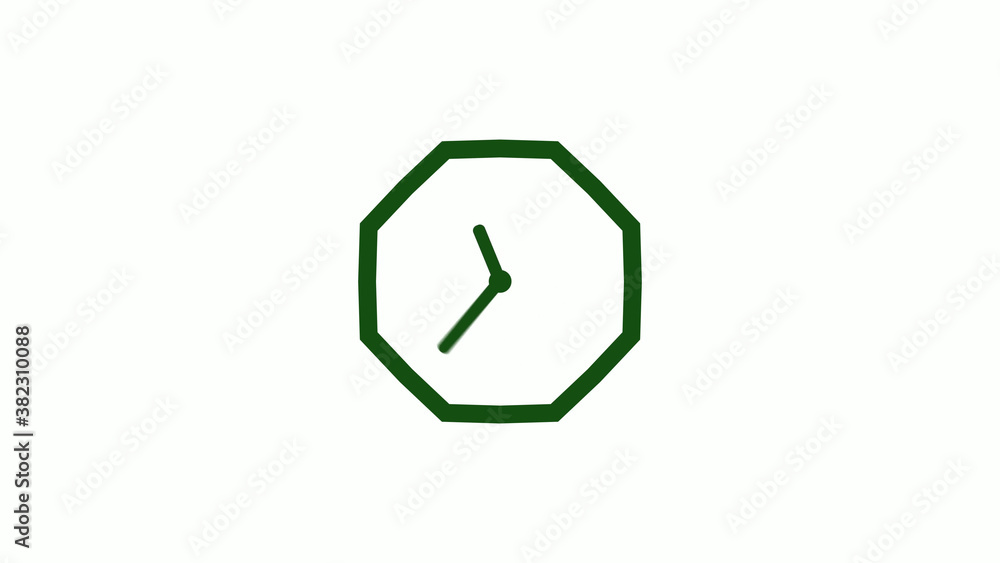 Fototapeta premium 12 hours counting down green dark clock icon without trick,clock icon