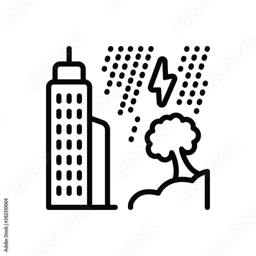 Black line icon for storm